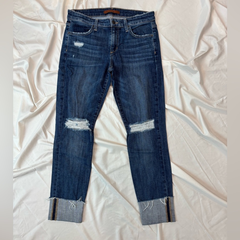 Joe's Jeans Dark Blue Distressed Ankle Jeans